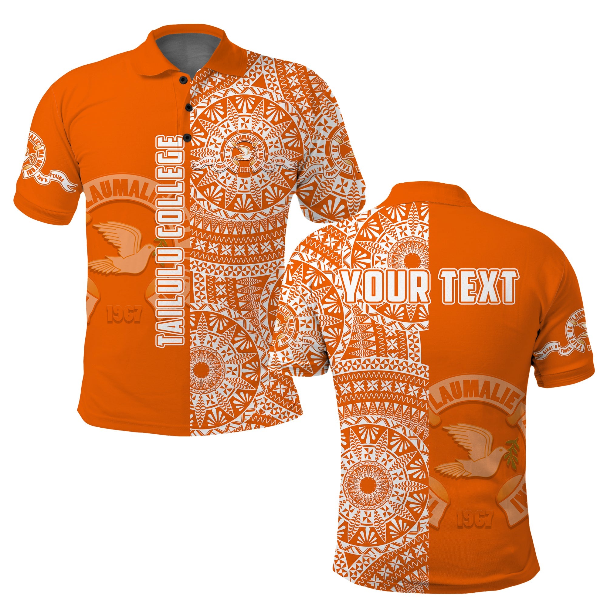 Custom Tailulu Tonga College Polo Shirt Tongan Ngatu Pattern LT14 Adult Orange - Polynesian Pride