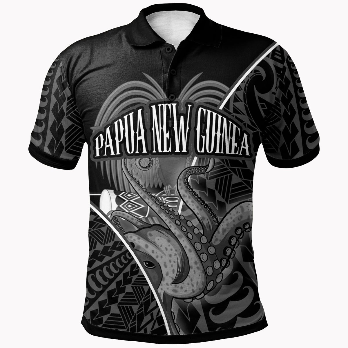 Papua New Guinea Polo Shirt Octopus Style White Color Unisex White - Polynesian Pride