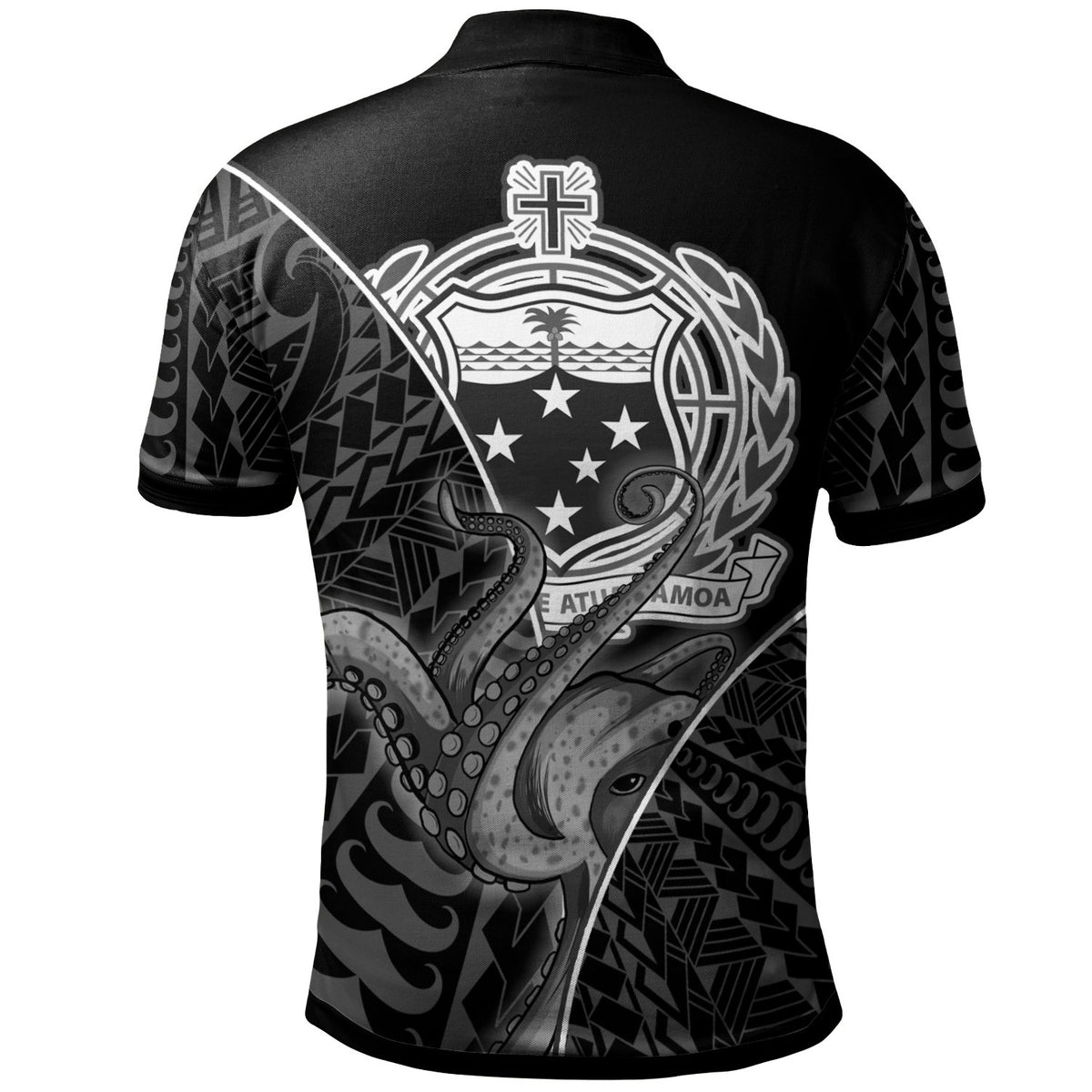 Samoa Polo Shirt Octopus Style White Color - Polynesian Pride