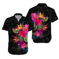 Polynesia Polynesian Hibiscus Tribal Matching Dress and Hawaiian Shirt LT12 No Dress Black - Polynesian Pride