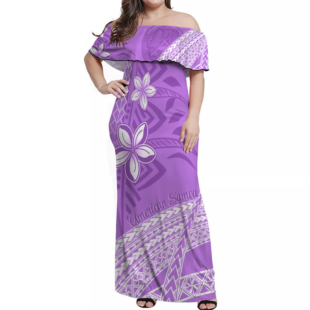 white christmas dresses American Samoa Floral Design Off Shoulder Long Dress Plumeria - Purple |  Polynesian pride