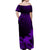 Fiji Tapa On The Waves Off Shoulder Long Dress Purple LT7 - Polynesian Pride