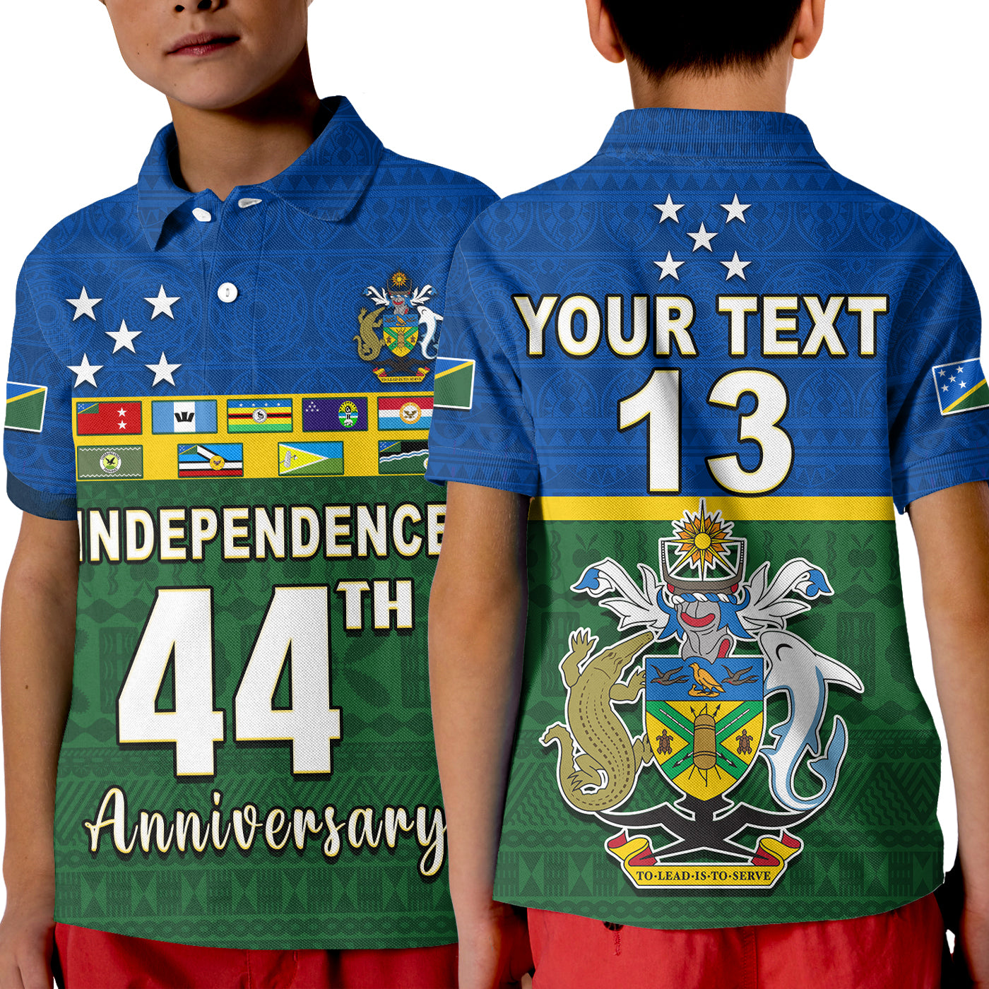(Custom Text and Number) Solomon Islands National Day Polo Shirt KID Independence Day Tapa Pattern LT13 Kid Green - Polynesian Pride