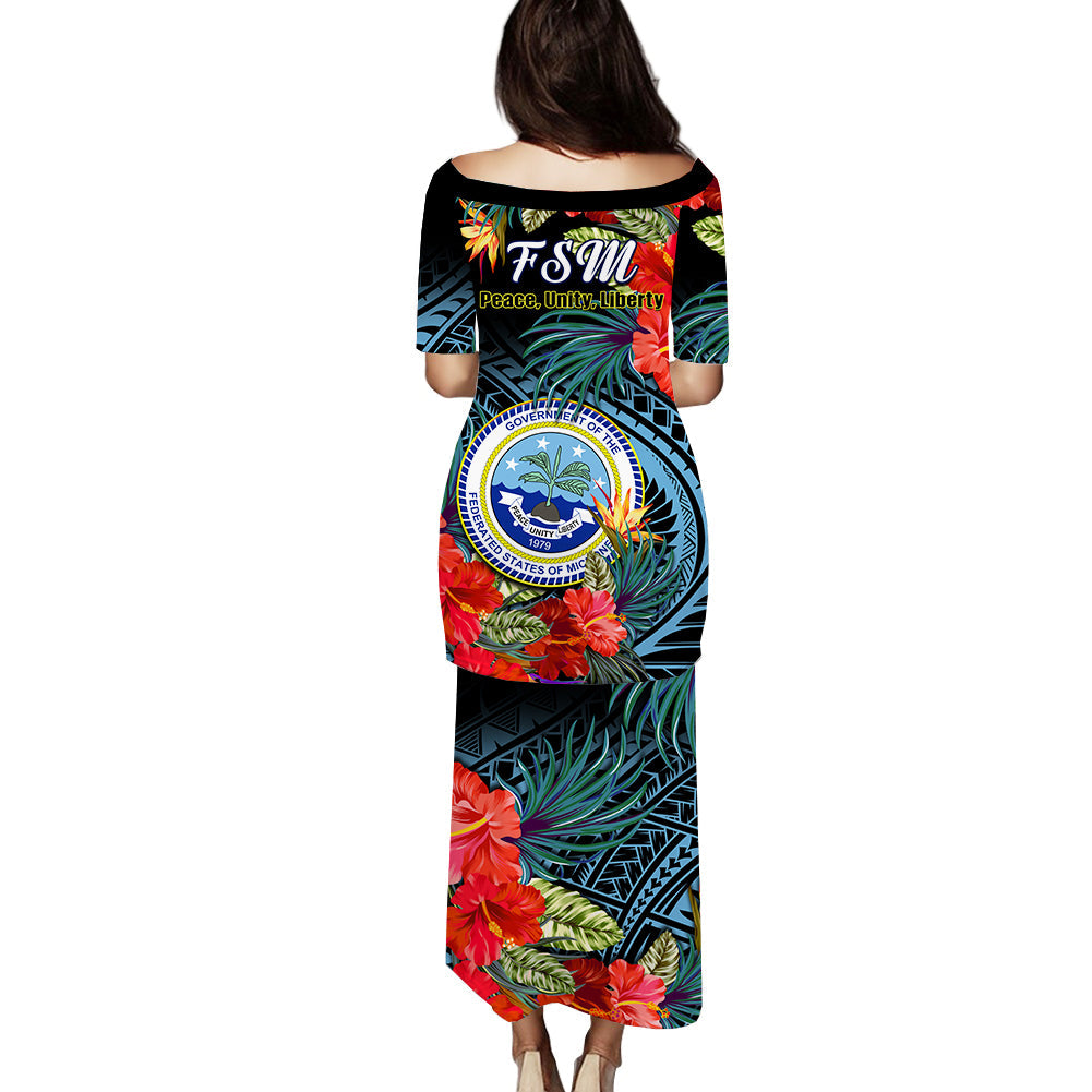 Federated States of Micronesia Puletasi Dress Hibiscus Flowers FSM Seal Polynesian LT14 - Polynesian Pride