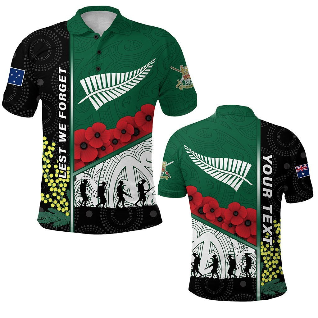 Custom ANZAC Day Lest We Forget Polo Shirt Australia Indigenous and New Zealand Maori Unisex Green - Polynesian Pride