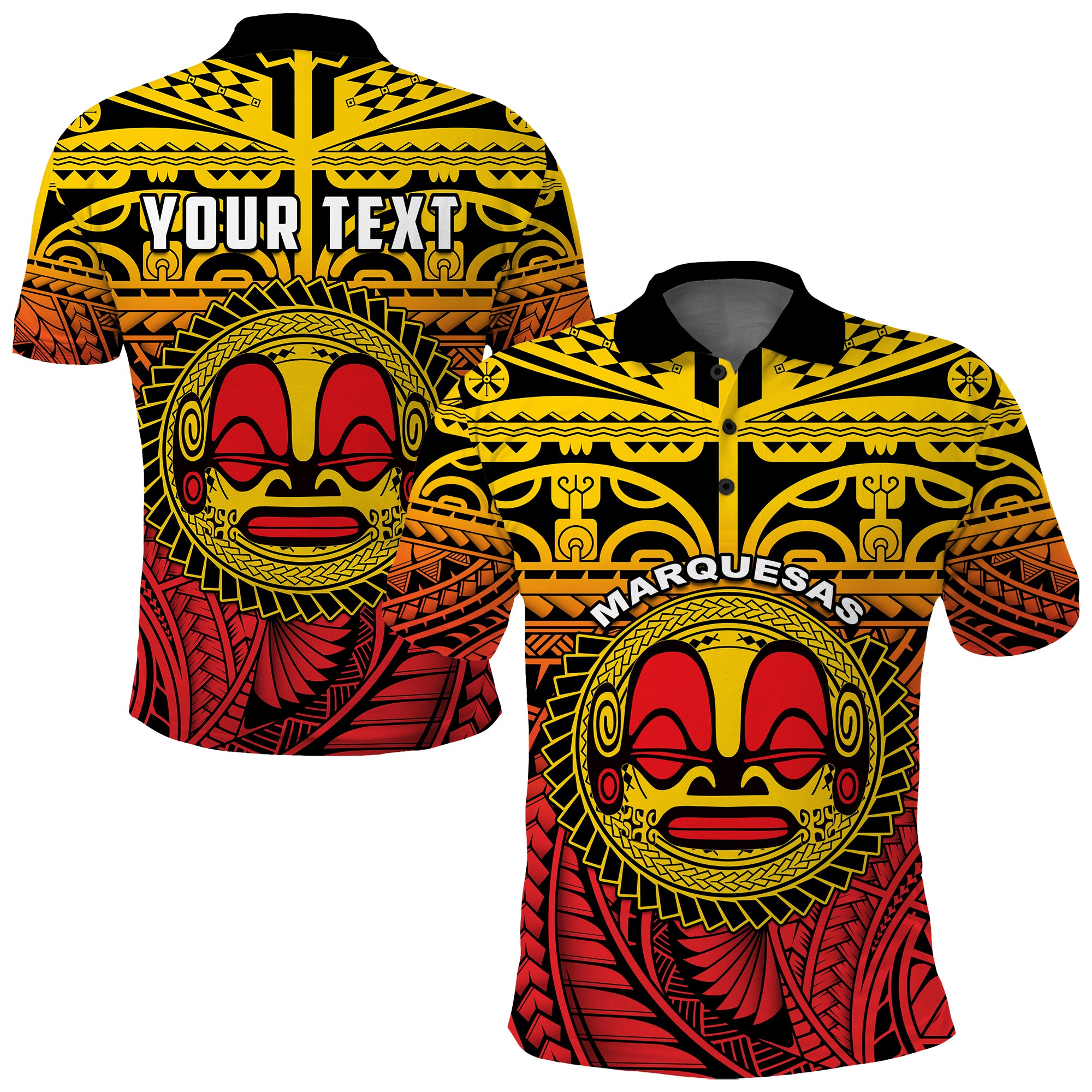 Custom Marquesas Islands Polo Shirt Mata Tiki Polynesian Pattern LT13 Unisex Yellow - Polynesian Pride