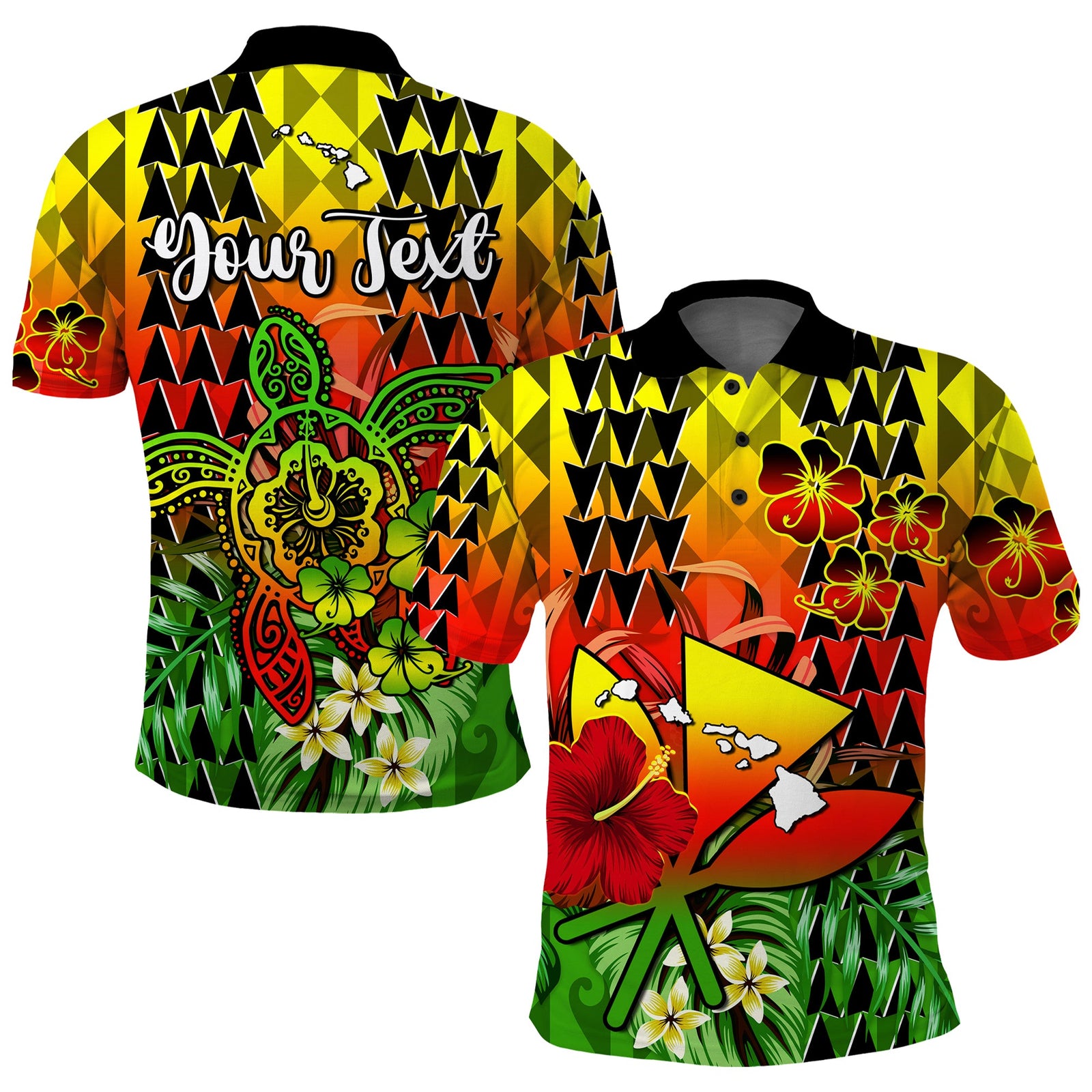 Custom Hawaii Flowers Polo Shirt Color Tribal Pattern Hawaiian LT13 Reggae - Polynesian Pride
