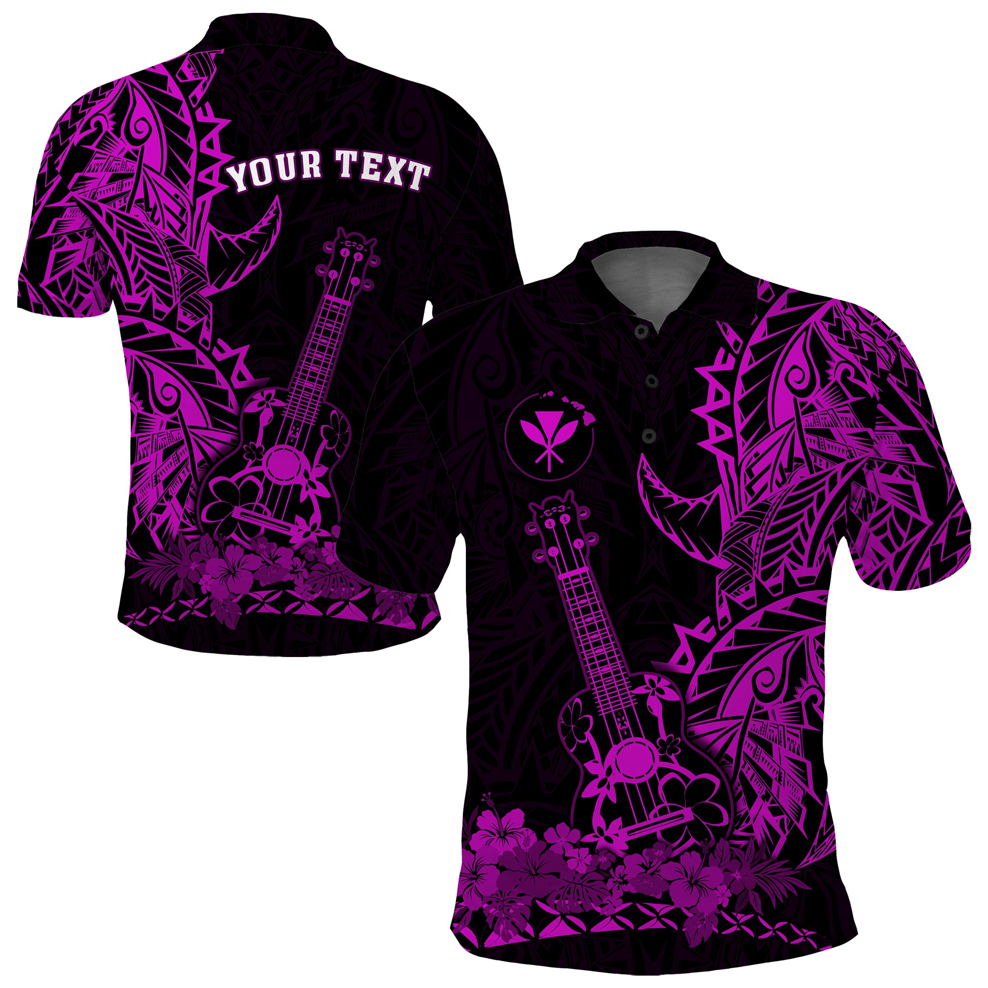 Custom Hawaii Polynesian Polo Shirt Ukulele Purple LT13 Unisex Purple - Polynesian Pride