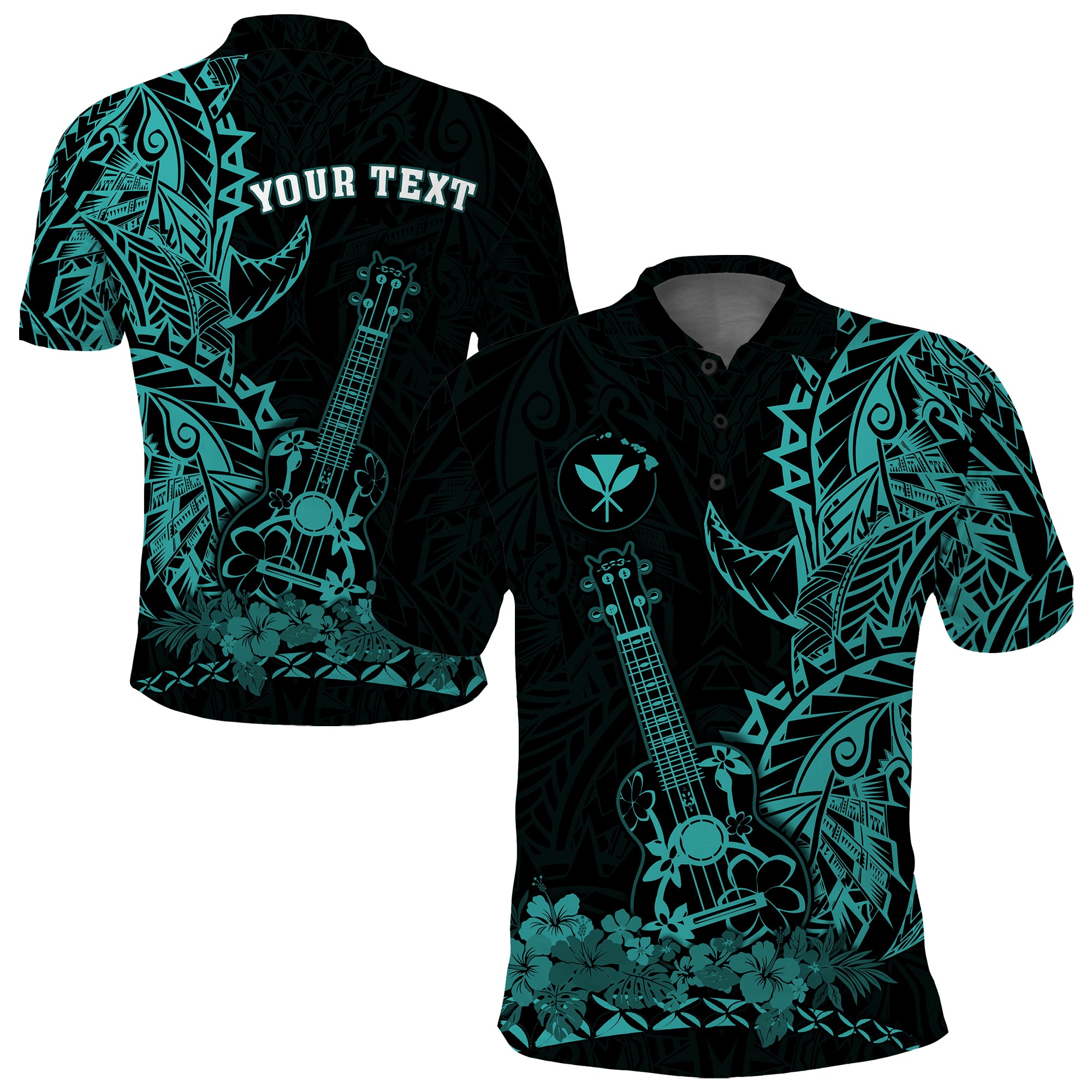 Custom Hawaii Polynesian Polo Shirt Ukulele Turquoise LT13 Unisex Turquoise - Polynesian Pride