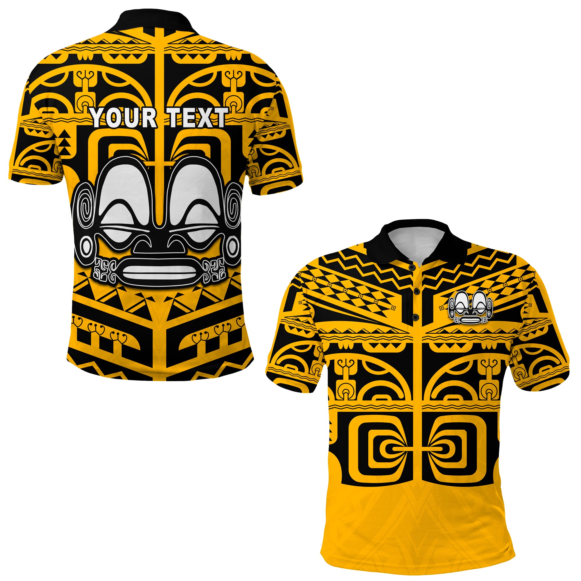 Custom Marquesas Islands Polo Shirt Marquesas Tattoo Version 02 LT13 Unisex Gold - Polynesian Pride