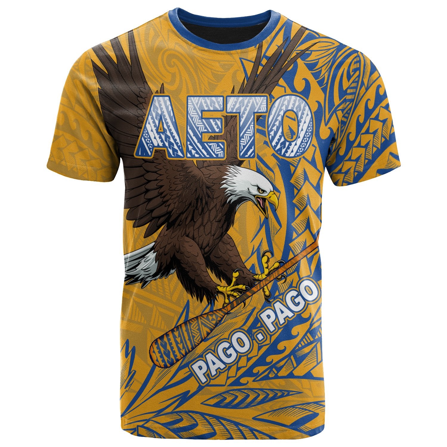 American Samoa T Shirt AETO Pago Pago Wings Style ( Ver 2) Unisex Yellow - Polynesian Pride