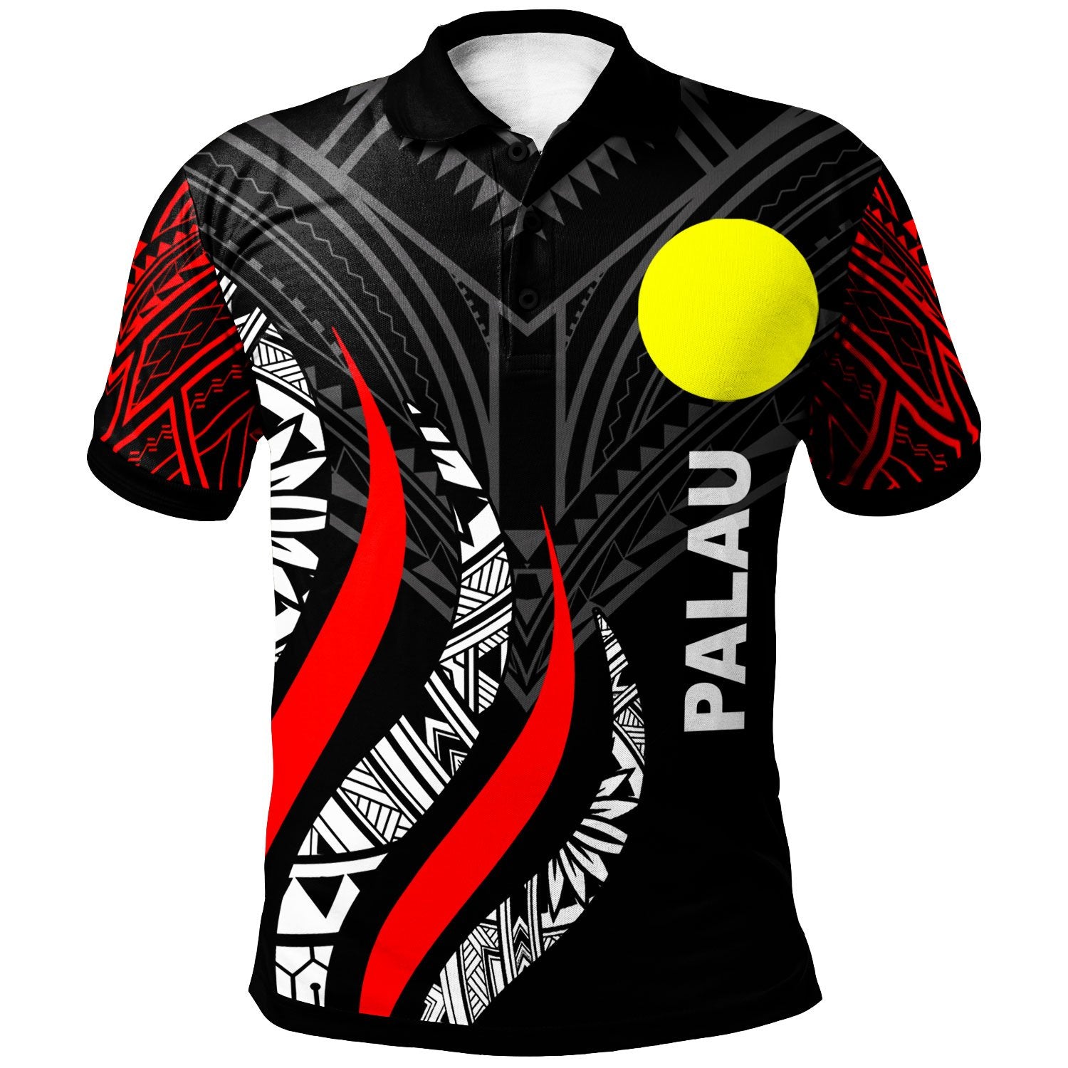 Palau Polo Shirt Palau Strong Fire Pattern Red Unisex Red - Polynesian Pride