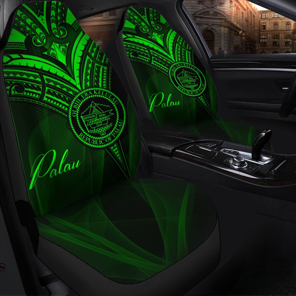 Palau Car Seat Cover - Green Color Cross Style Universal Fit Black - Polynesian Pride
