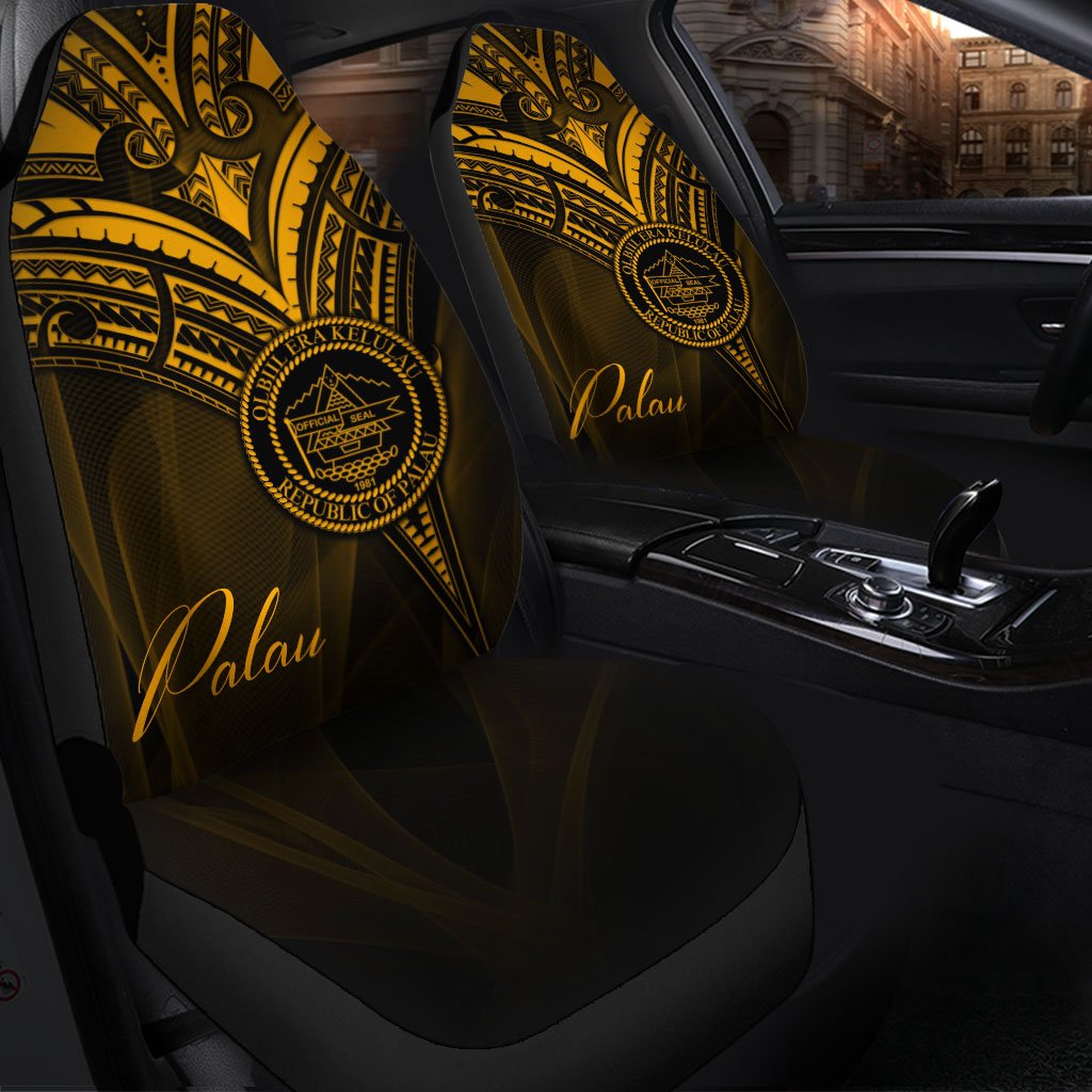 Palau Car Seat Cover - Gold Color Cross Style Universal Fit Black - Polynesian Pride