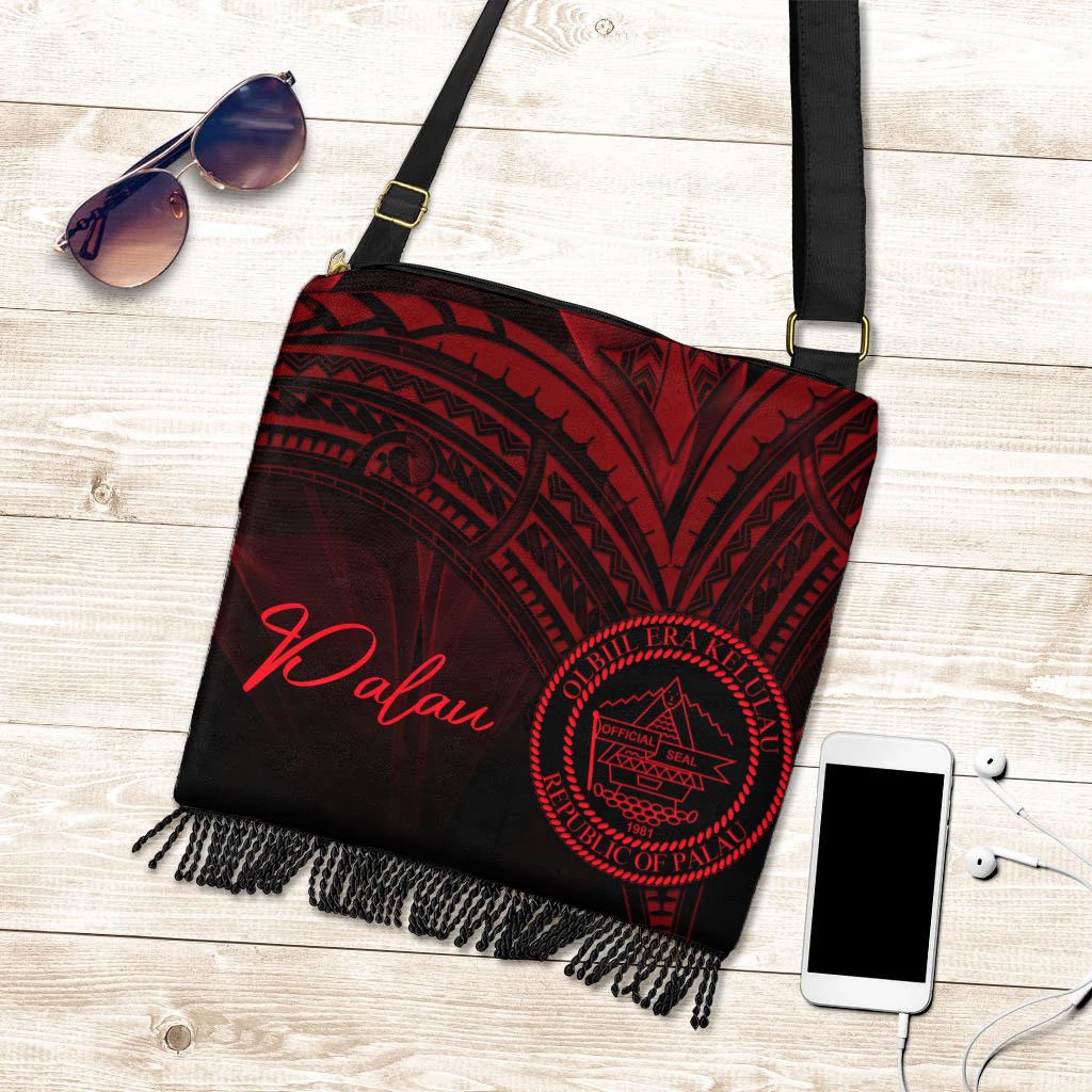 Palau Boho Handbag - Red Color Cross Style One Size Boho Handbag Black - Polynesian Pride