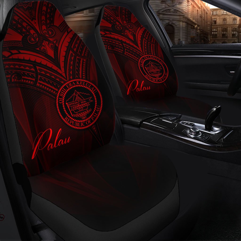 Palau Car Seat Cover - Red Color Cross Style Universal Fit Black - Polynesian Pride