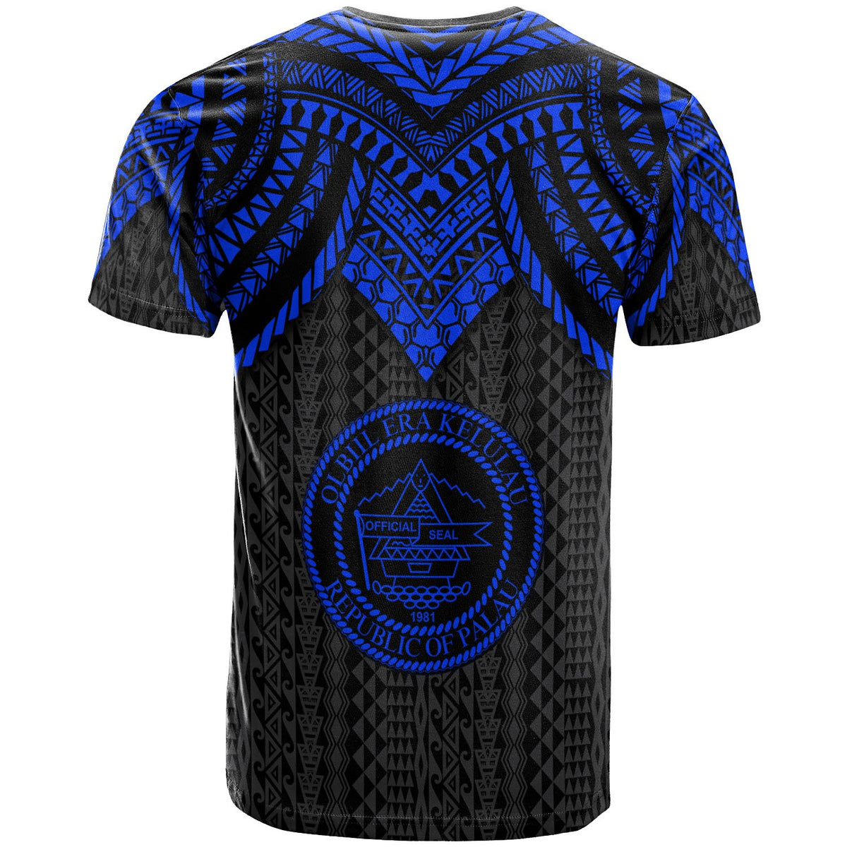 Palau T Shirt Polynesian Armor Style Blue - Polynesian Pride