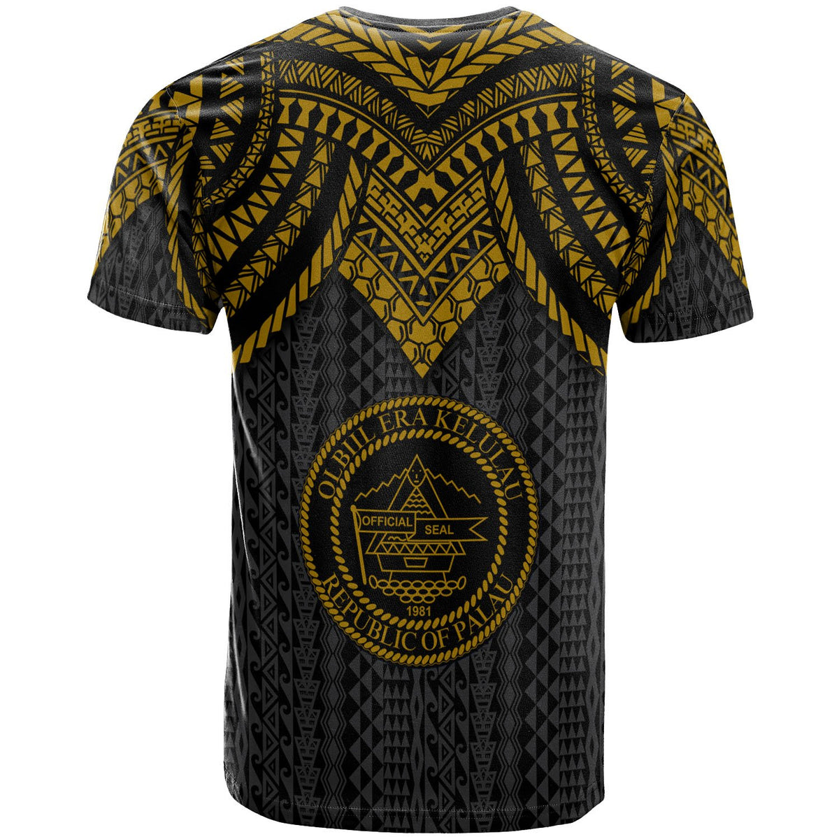 Palau T Shirt Polynesian Armor Style Gold - Polynesian Pride