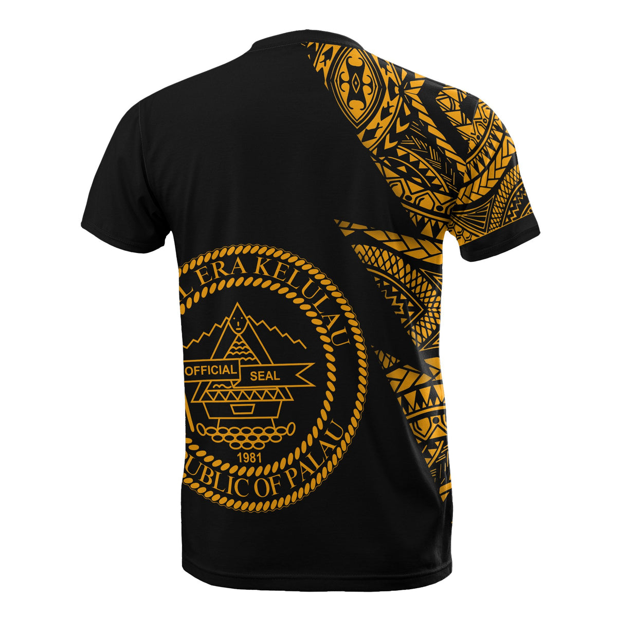 Palau T Shirt Micronesian Pattern Gold Flash Style - Polynesian Pride