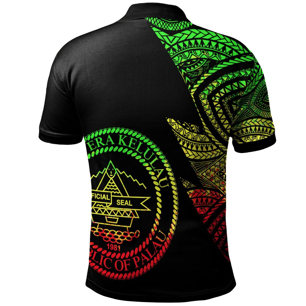 Palau Custom Polo Shirt Flash Style Reggae - Polynesian Pride