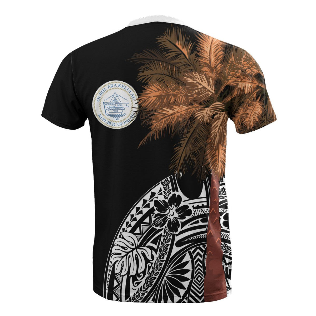 Palau All T Shirt Polynesian Palm Tree Black - Polynesian Pride