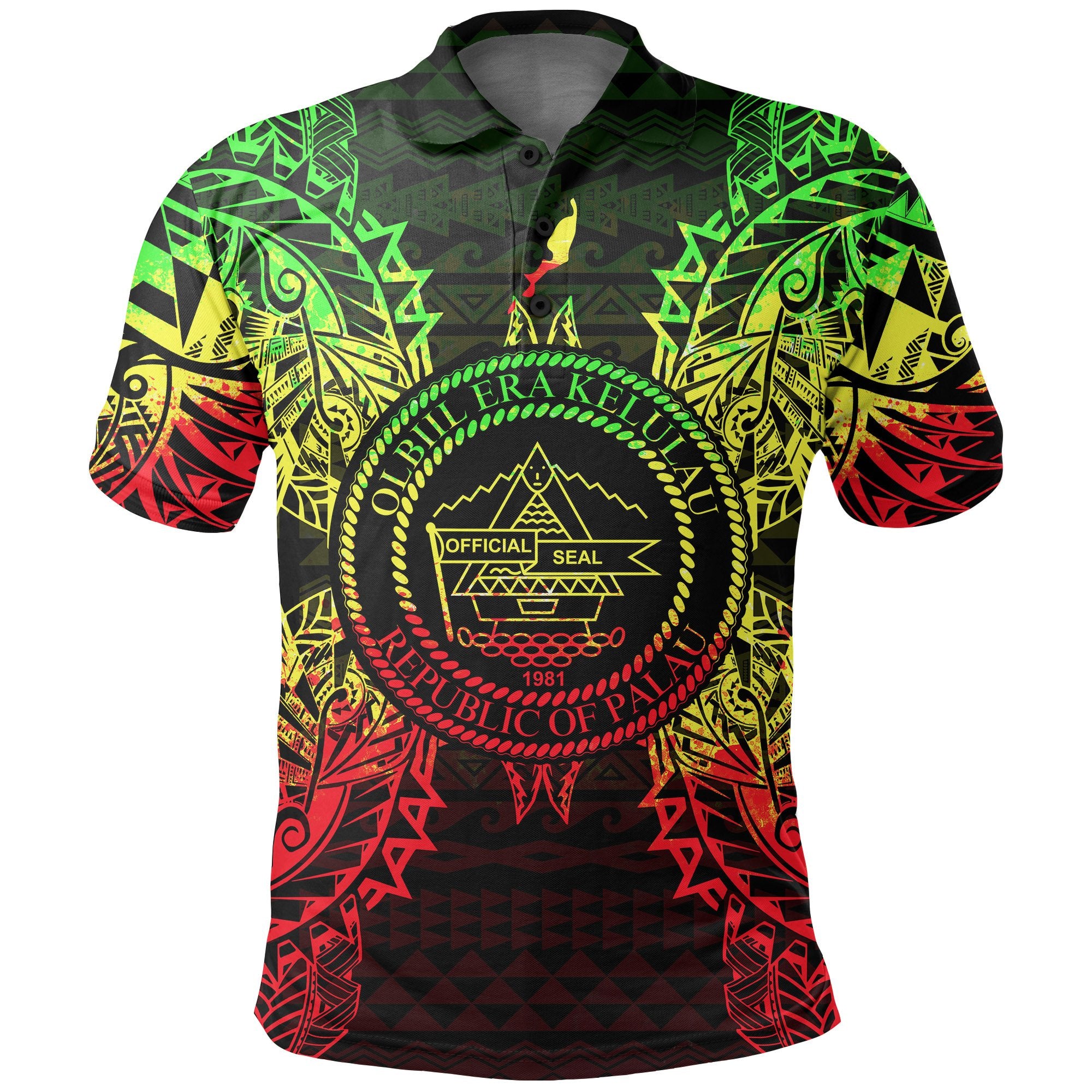 Palau Polo Shirt Palau Seal Map Polynesian Tattoo Reggae Unisex Reggae - Polynesian Pride