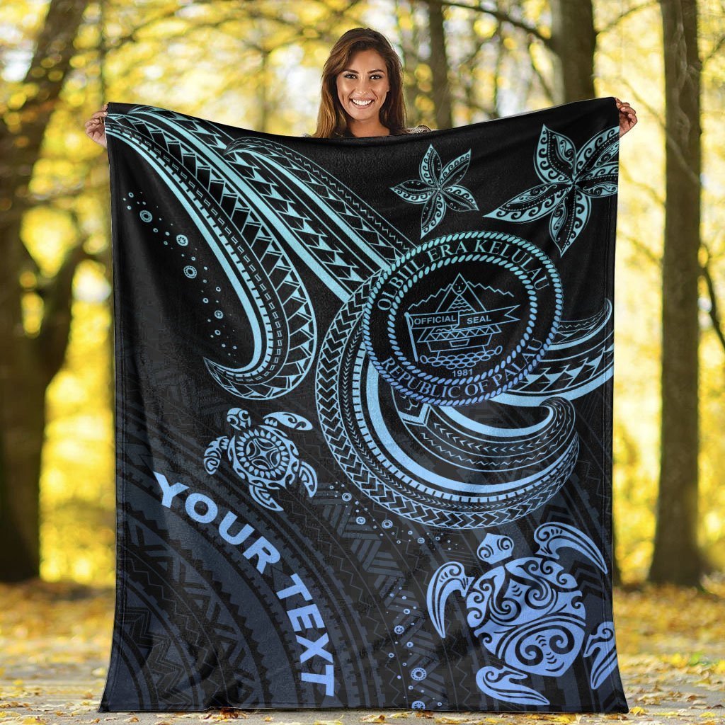Palau Custom Personalised Premium Blanket - Blue Turtle - Polynesian Pride