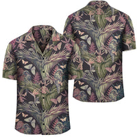 Palm Leaves, Tropical Flowers Hawaiian Shirt Unisex Black - Polynesian Pride