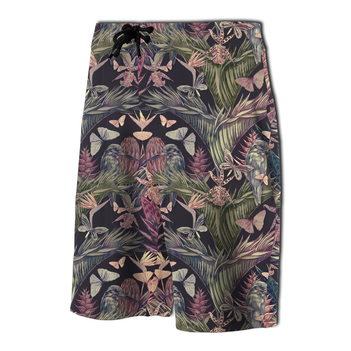 Palm Leaves, Tropical Flowers Board Shorts - Polynesian Pride