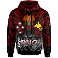 Papua New Guinea Hoodie Custom PNG Map Polynesian Flag Color Style Hoodie Black - Polynesian Pride
