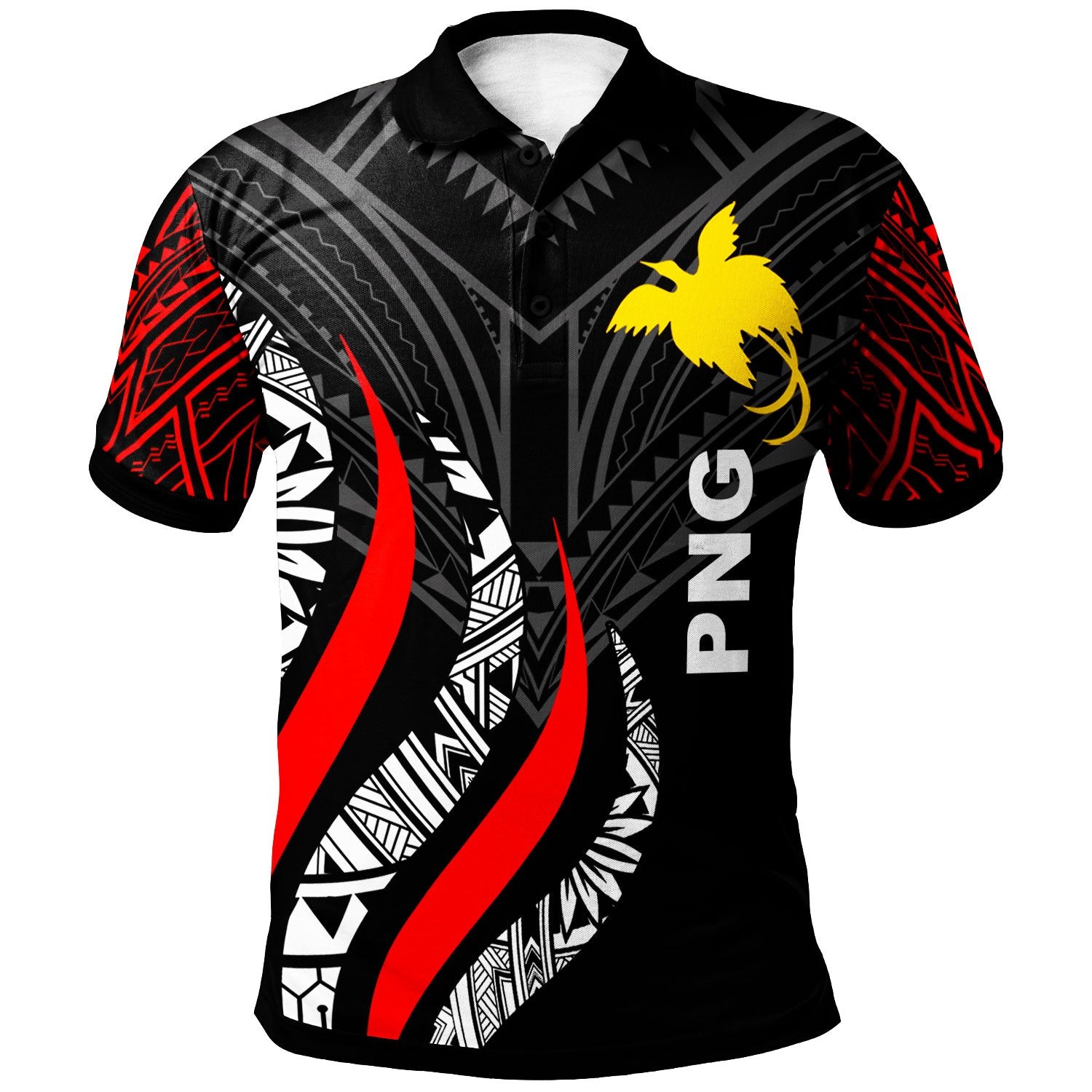 Papua New Guinea Polo Shirt Papua New Guinea Strong Fire Pattern Red Unisex Red - Polynesian Pride
