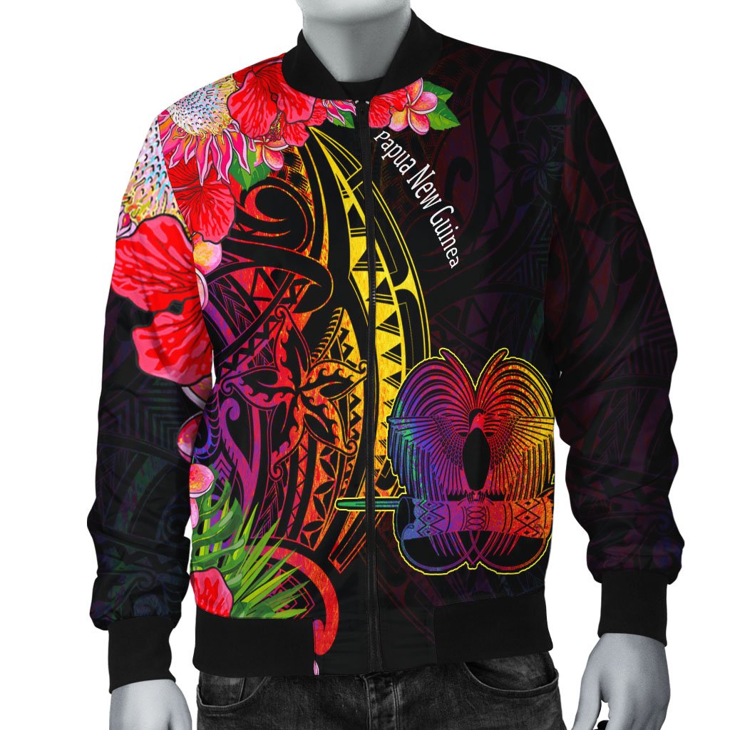 Papua New Guinea Men's Bomber Jacket - Tropical Hippie Style - Polynesian Pride