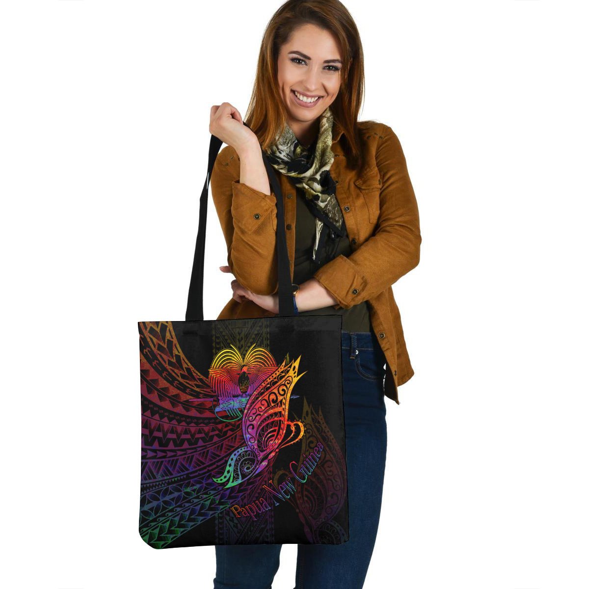 Papua New Guinea Tote Bag - Butterfly Polynesian Style Tote Bag One Size Black - Polynesian Pride