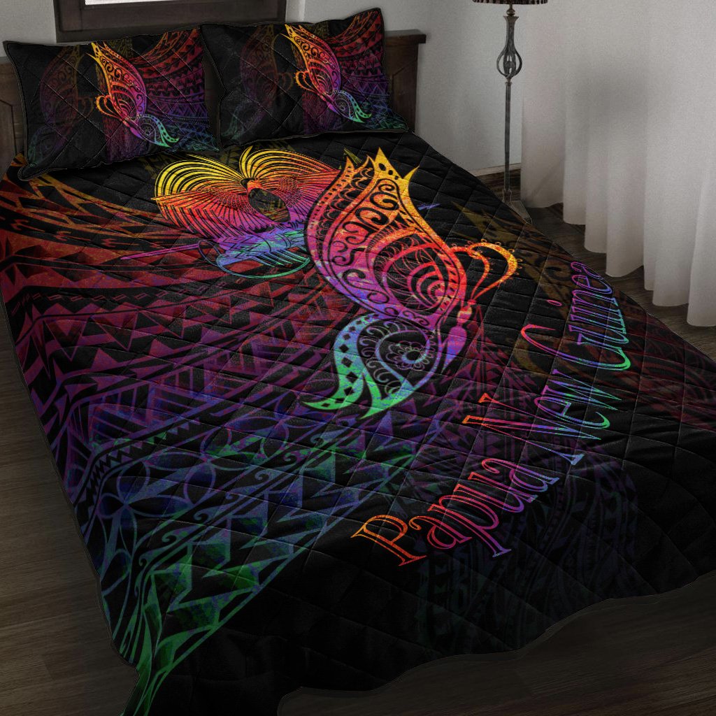 Papua New Guinea Quilt Bed Set - Butterfly Polynesian Style Black - Polynesian Pride