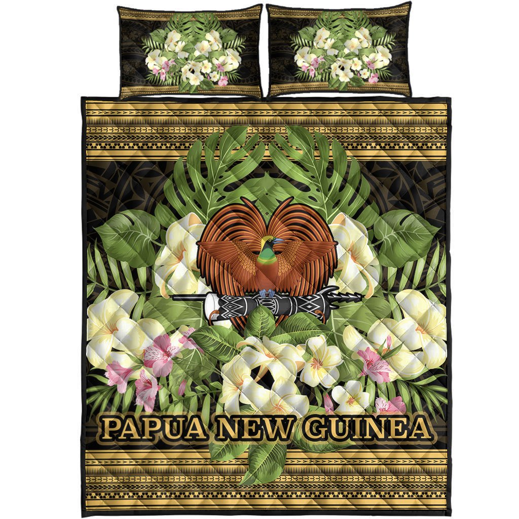 Papua New Guinea Quilt Bed Set - Polynesian Gold Patterns Collection - Polynesian Pride