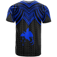 Papua New Guinea Custom T Shirt Polynesian Armor Style Blue - Polynesian Pride