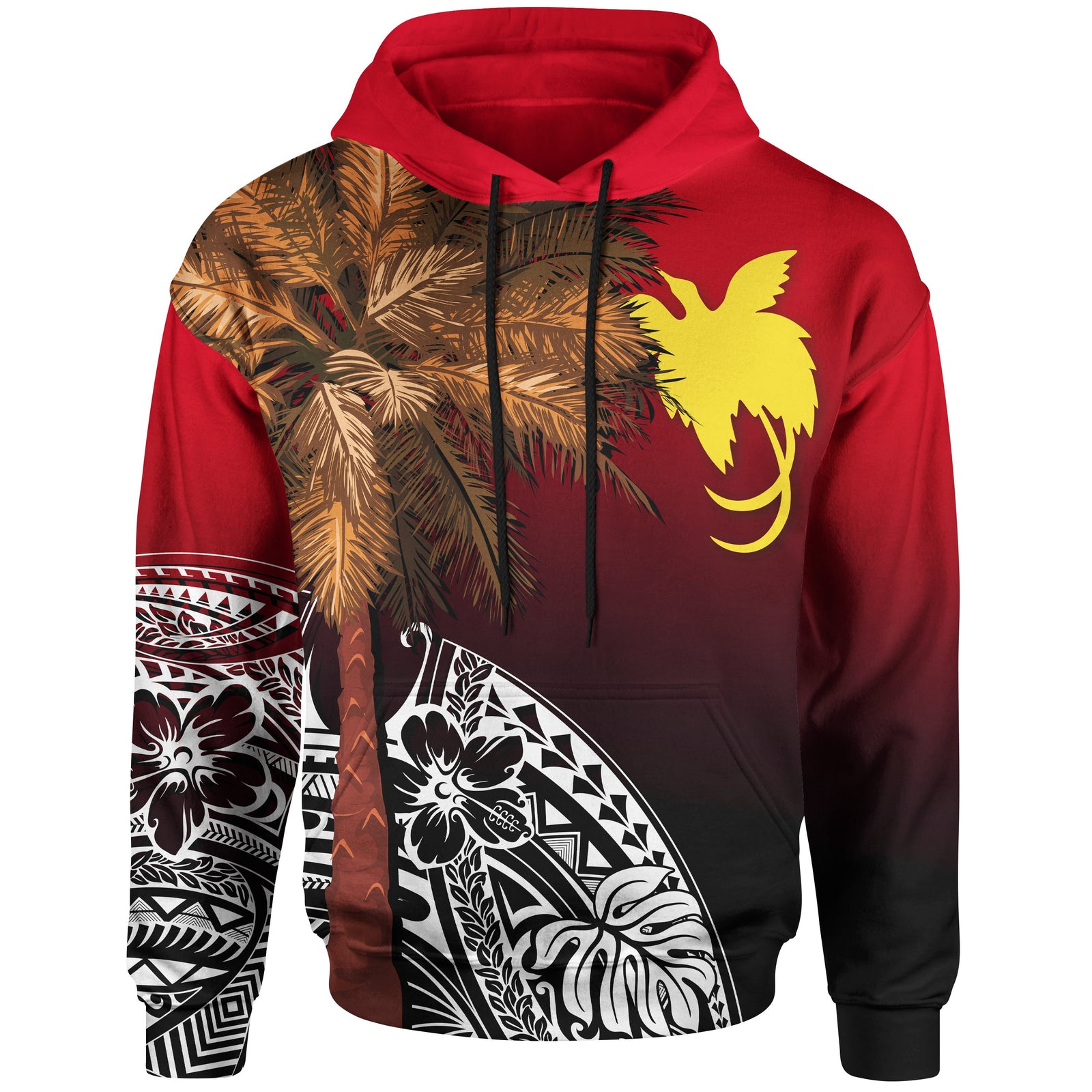 Papua New Guinea Hoodie Polynesian Palm Tree Unisex Black - Polynesian Pride