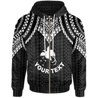 Papua New Guinea Custom Zip up Hoodie Polynesian Armor Style Black Unisex Black - Polynesian Pride