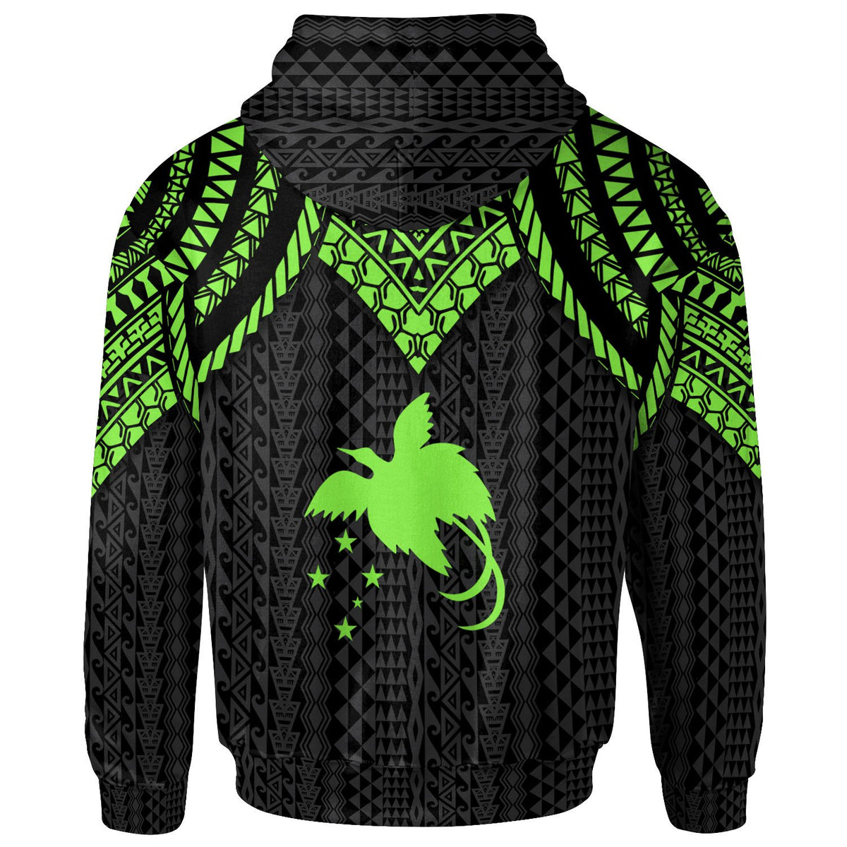 Papua New Guinea Zip up Hoodie Polynesian Armor Style Green - Polynesian Pride
