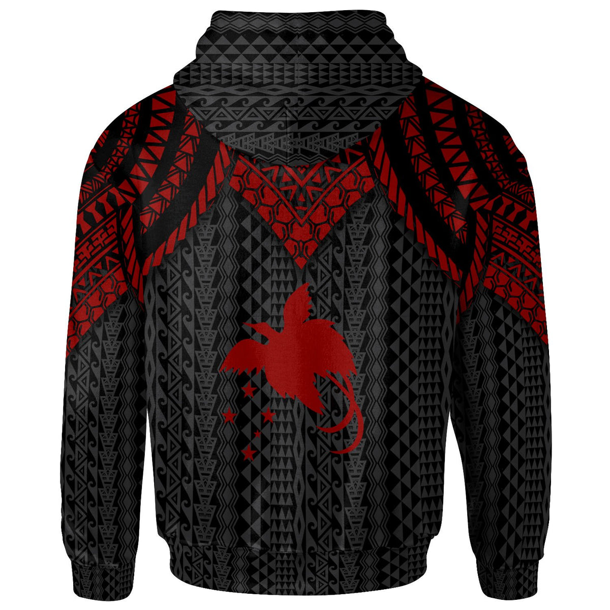 Papua New Guinea Zip up Hoodie Polynesian Armor Style Red - Polynesian Pride