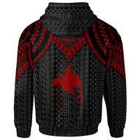 Papua New Guinea Custom Zip up Hoodie Polynesian Armor Style Red - Polynesian Pride