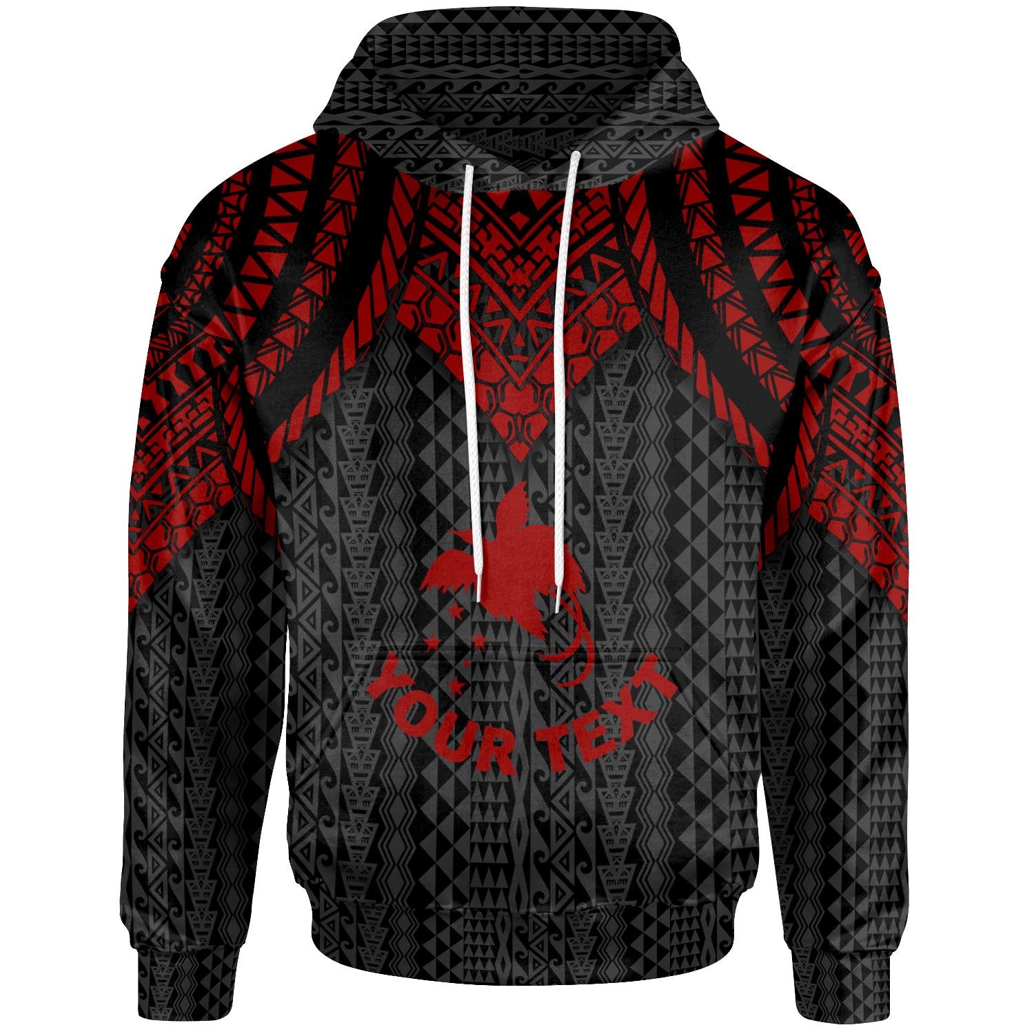 Papua New Guinea Custom Hoodie Polynesian Armor Style Red Unisex Red - Polynesian Pride