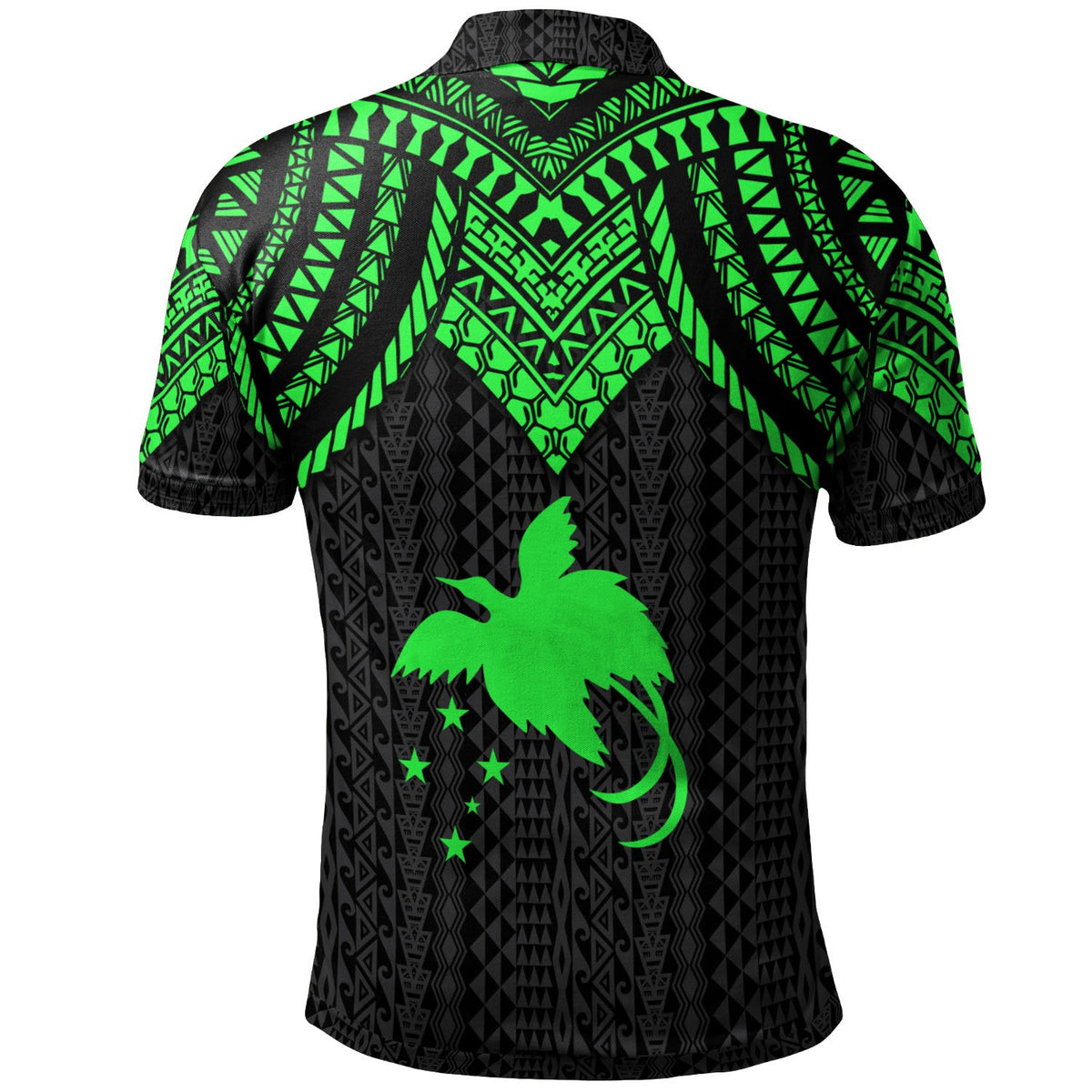 Papua New Guinea Custom Polo Shirt Polynesian Armor Style Green - Polynesian Pride
