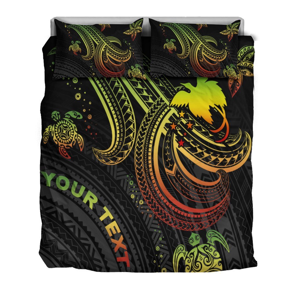 Papua New Guinea Custom Personalised Bedding Set - Reggae Turtle - Polynesian Pride
