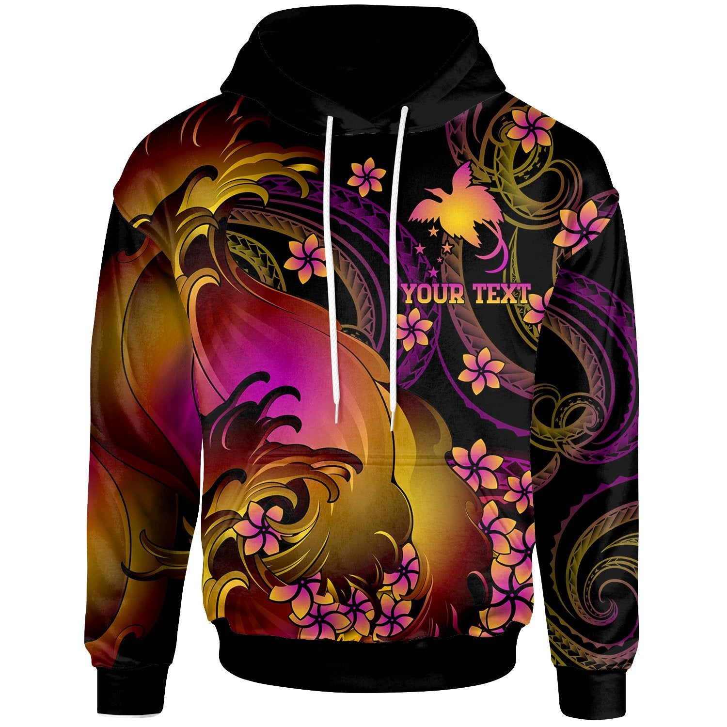 Papua New Guinea Custom Hoodie PNG in wave Unisex Black - Polynesian Pride