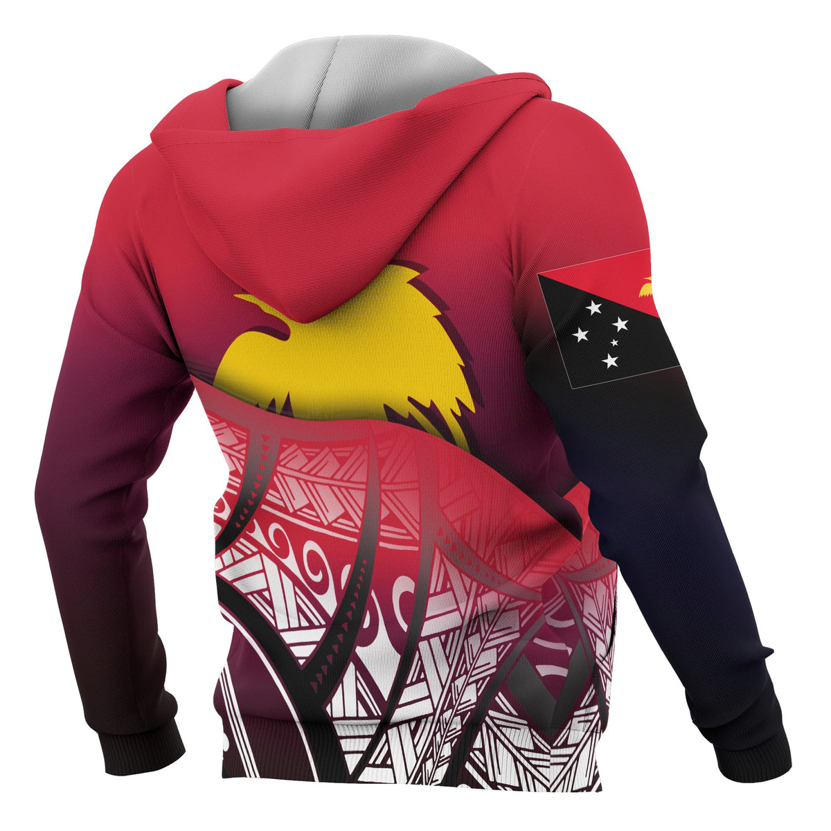 Papua New Guinea Flag Hoodie Polynesian Pattern - Polynesian Pride