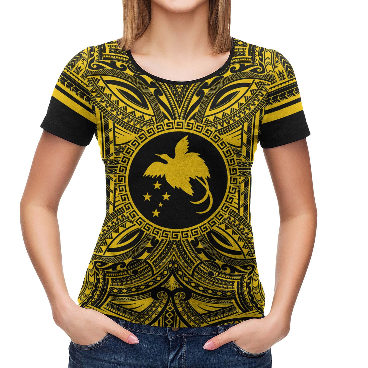 Papua New Guinea All T Shirt Papua New Guinea Flag Polynesian Gold Black - Polynesian Pride