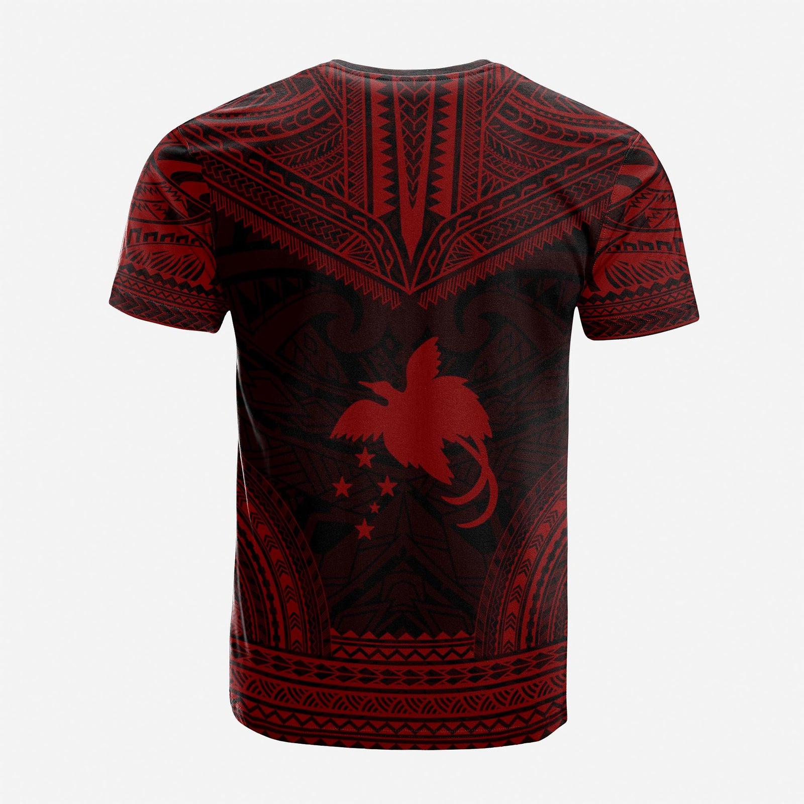 Papua New Guinea Custom T Shirt Papua New Guinea Coat Of Arms Polynesian Chief Tattoo Deep Red Version Unisex Red - Polynesian Pride