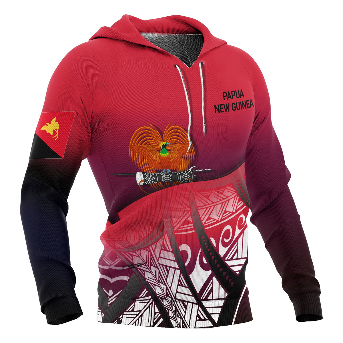 Papua New Guinea Coat of rms Hoodie Polynesian Pattern - Polynesian Pride