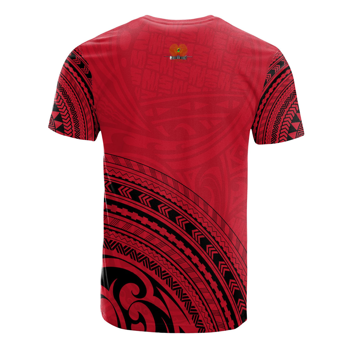 Papua New Guinea All Over T Shirt Papua New Guinea Coat Of Arms Polynesian Tribal Red Version - Polynesian Pride
